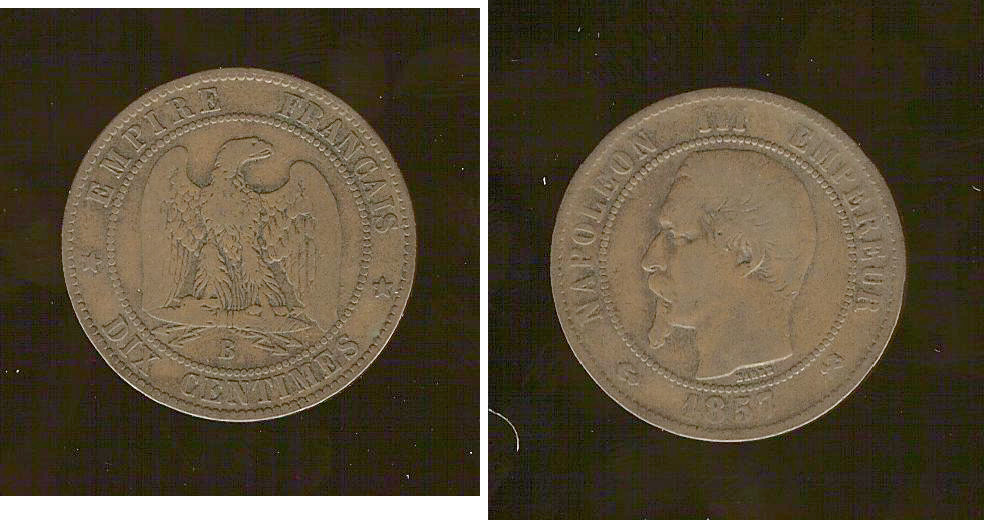 10 centimes Napoleon 1857B F/aVF